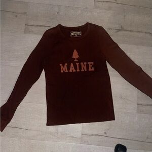 American Eagle Outfitters Kids Maroon Long Sleeve Tee